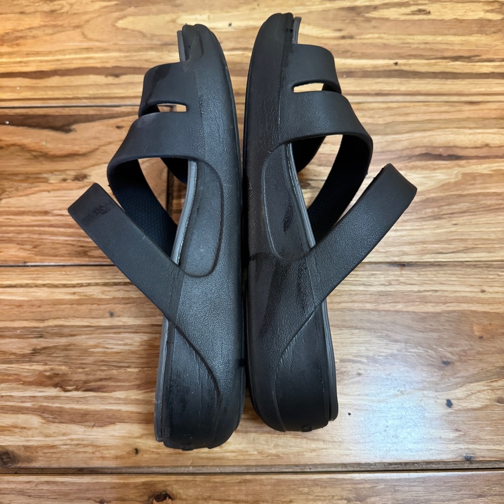 CROCS Lite Ride Wedge Strappy Sandals Slides Black size 7 - Picture 6 of 9